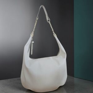 INC International Concepts "Patti" White Faux Leather Hobo Shoulder Bag